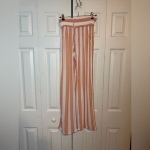 Kingston Women's Orange and White Striped Wide Leg Jumpsuit‎